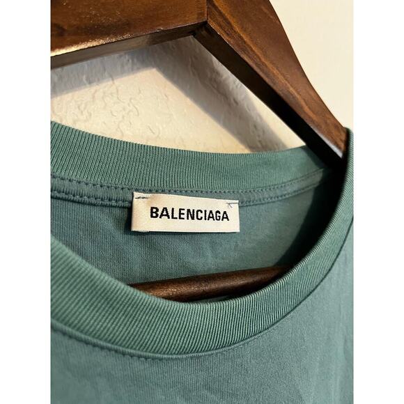 Balenciaga Cotton Interlock BB Puff Logo Print Basic Tee Teal Womens Medium - Picture 4 of 10